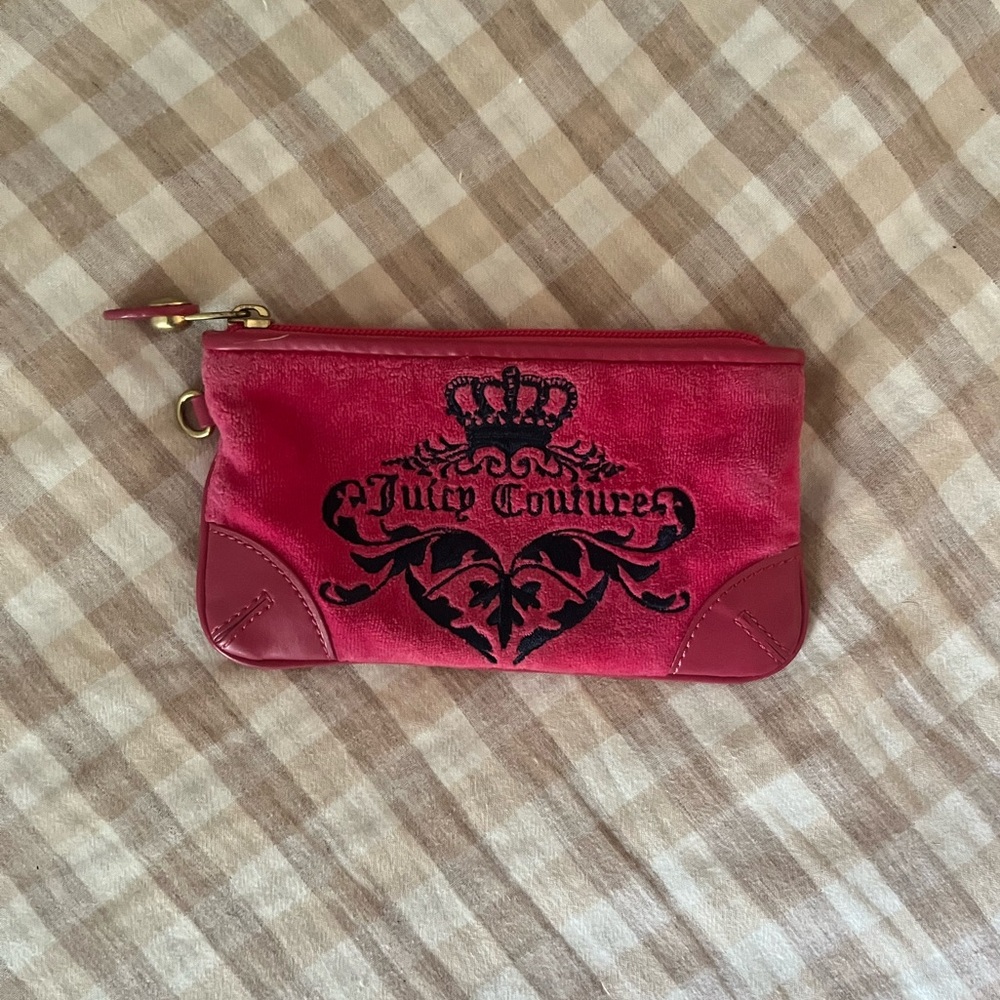 Vintage juicy couture wallet hand purse hot pink pinkvelour Y2K clutch